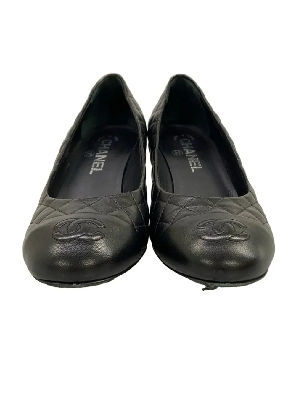 Chanel Pumps C Black Quilted CC Logo Lambskin Heels